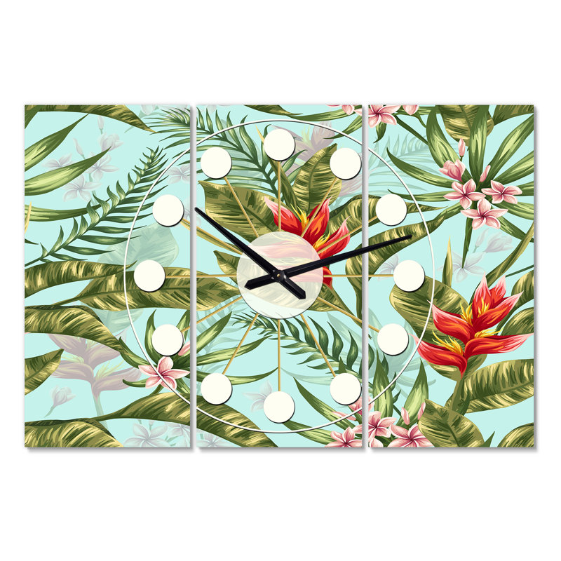 Horloge murale surdimensionnée de feuillage tropical ii Mid-Century
