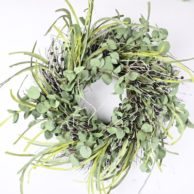 Handcrafted Faux 24'' Eucalyptus Birch Berry Front Door Wreath