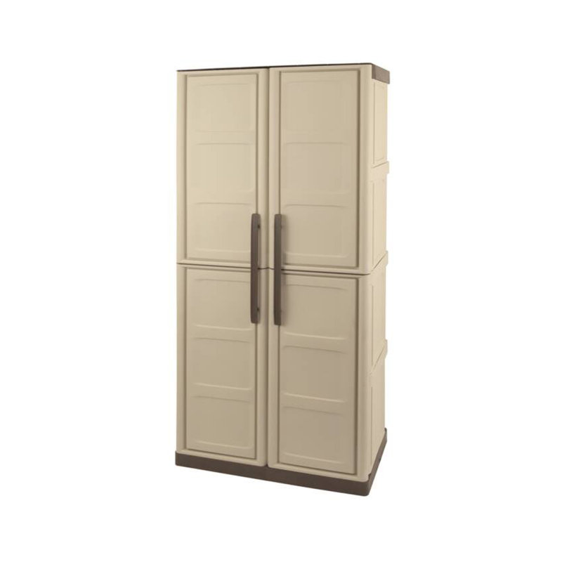 Broom Cupboard, 2 Doors And 3 Polypropylene Shelves, 100% Made In Italy, 70X39H165 Cm