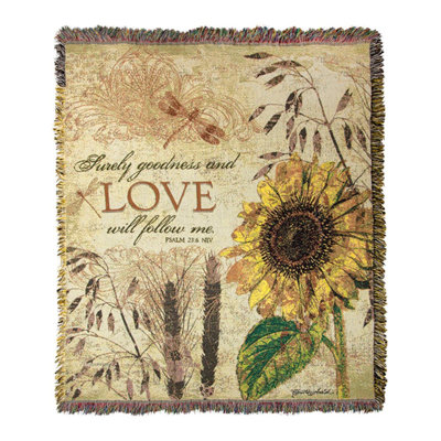 Jeté de tapisserie en coton à écriture manuelle 50 x 60 po Goodly and Love