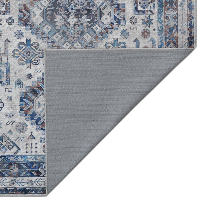 Glidewell Machine-Washable Vintage Boho Medallion Persian Area Rug, Runner 2'7" x 10'