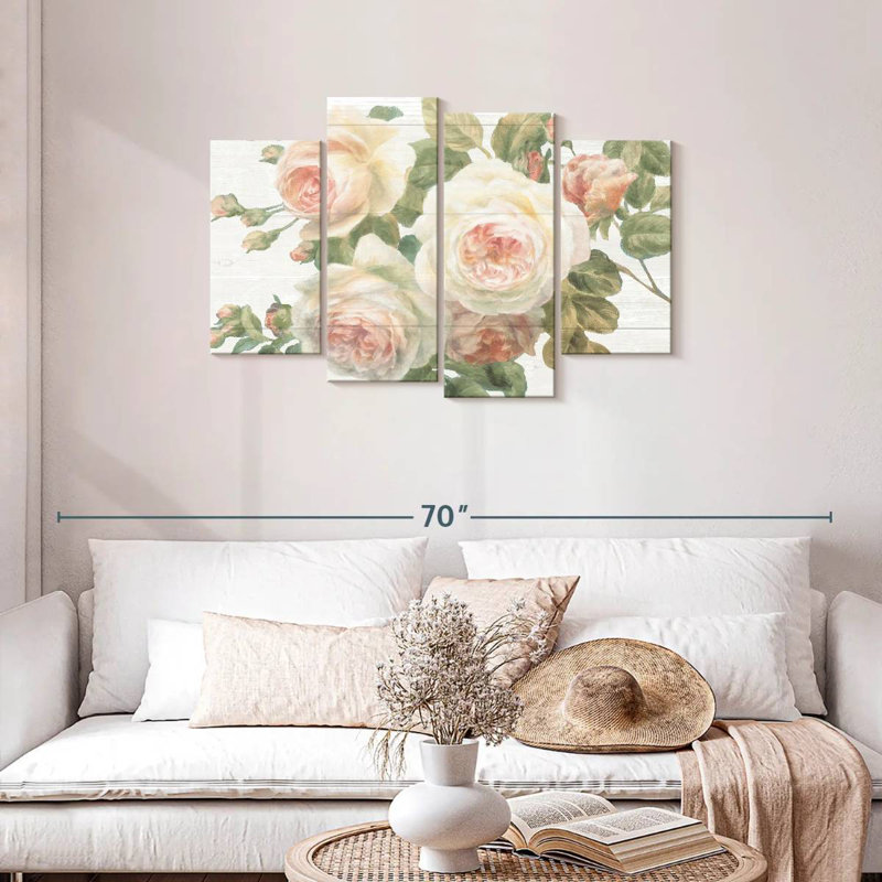Harnek Vintage Roses - blanc, H 27 po x l 43 po