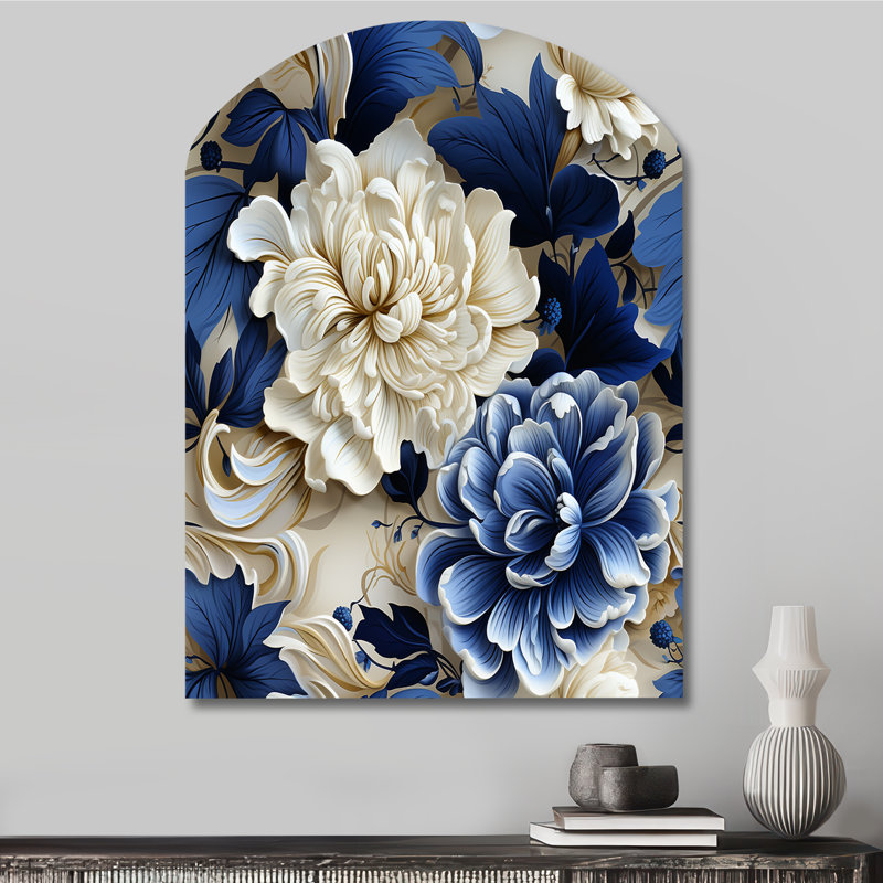 Genola - Décoration murale asymétrique en métal floral, sculpture murale en arche, H 34 po x l 25 po
