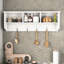 Portemanteau mural pour hall d'entrée avec 4 crochets doubles et tablette de rangement solide en bois blanc-18507078