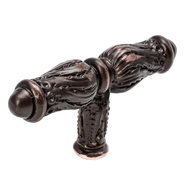 Bouton d'acanthe avec volute de plumes, Bronze frotté à l'huile