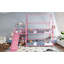 Lit superposé double en métal avec escalier de rangement, glissière, rails de sécurité, rose-1586324447