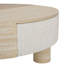Table basse ronde avec plateau rabattable et compartiment de rangement caché