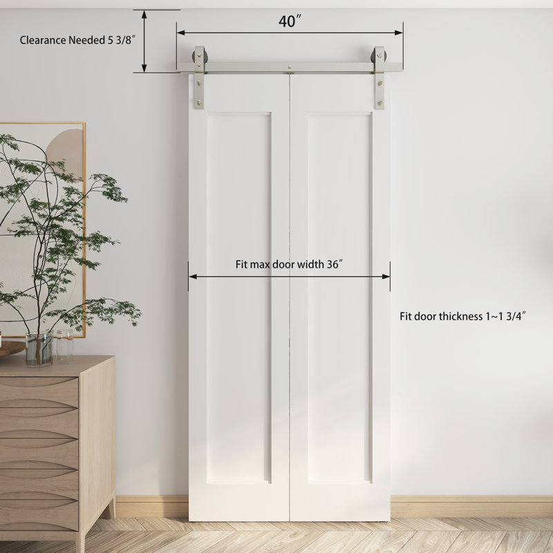 Ensemble de quincaillerie de porte de grange pliante en nickel brossé brossé (portes non incluses), 40"