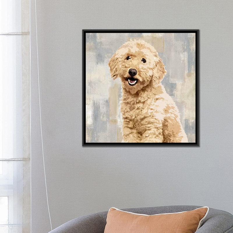 «Poodle», reproduction sur toile, Toile encadrée noire, Pas de tapis, H 18 po x l 18 po x P 1,5 po