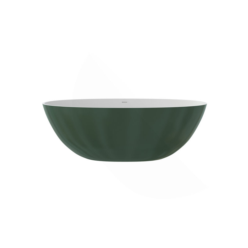 65" Premium Solid Surface Deep Soaking Bathtub, Matte Green