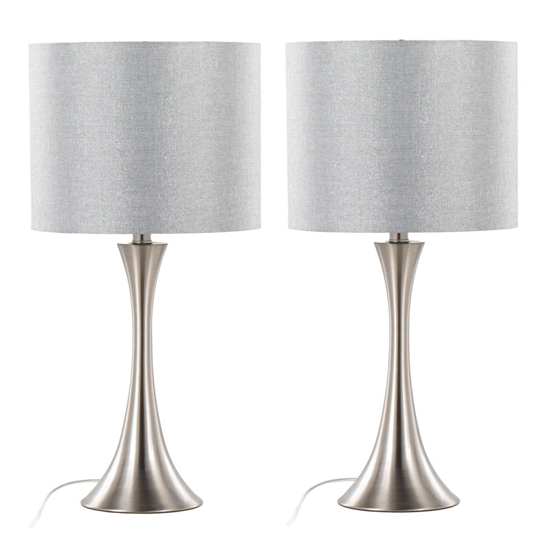 Ensemble de lampes de table standard 24,25 po Adonis, Gris scintillant, Nickel brossé