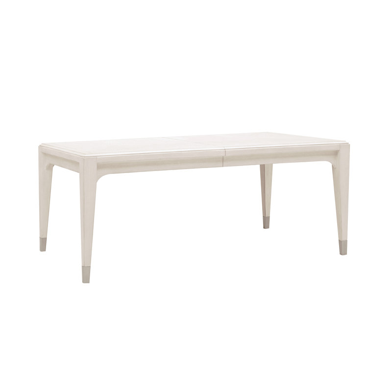 Beige and White Extendable Wood Rectangular Dining Table