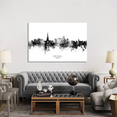 Solihull England Skyline Name by Michael Tompsett - Wrapped Canvas Print