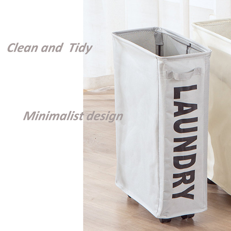 Edelmira Fabric Laundry Basket with Handles, Light Gray