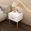 Table de chevet blanche moderne avec tiroir et pieds en bois, table de chevet minimaliste avec poignée pour chambre à coucher, salon, appartement