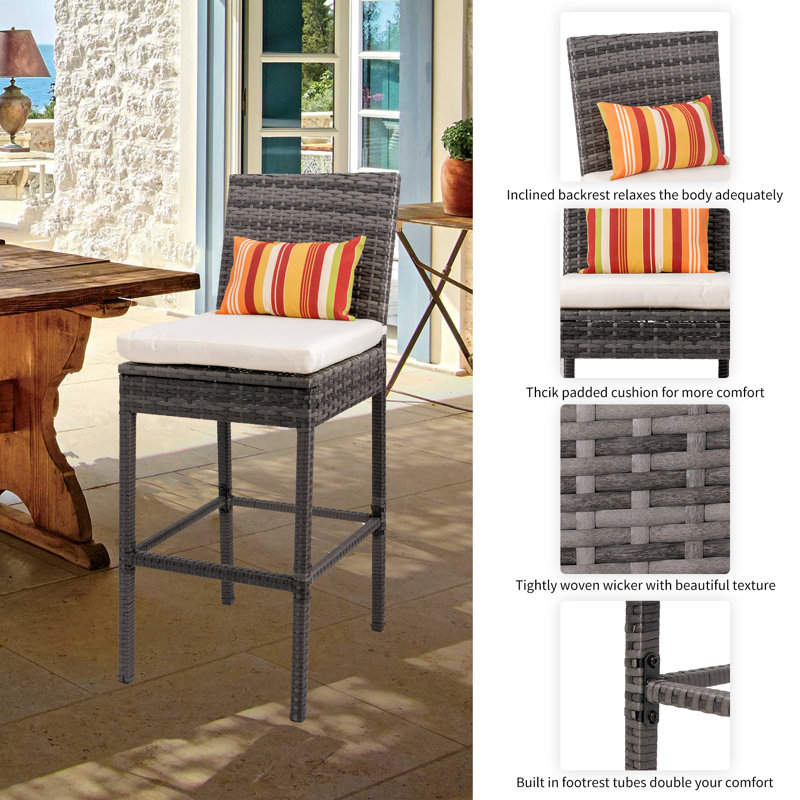 Tabouret 30,5 "avec coussin IIiff, Blanc, Gris