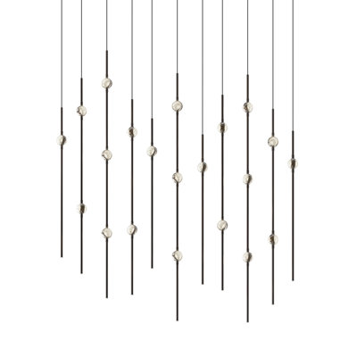 Constellation - Aries 36" Rectangle LED Pendant - Satin Brass Fixture - White Optical Acrylic Shade - 2700K - 240" Cable