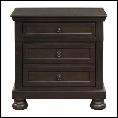 Transitional Design Nightstand Greyish Brown Finish Two Dovetail