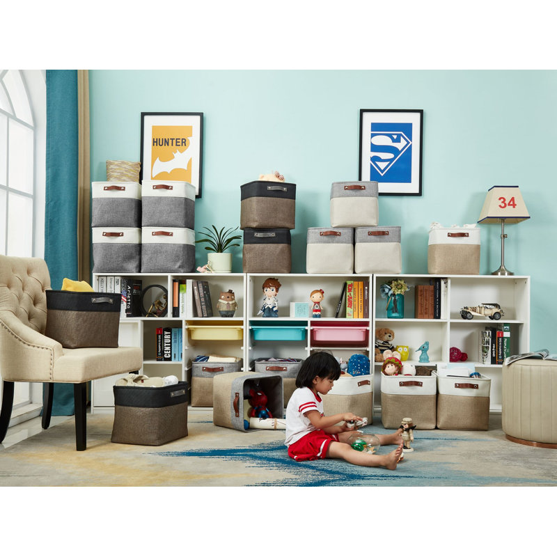 Cube ou bac en tissu robuste, H 11 po x l 11 po x P 11 po, Gris ardoise / blanc