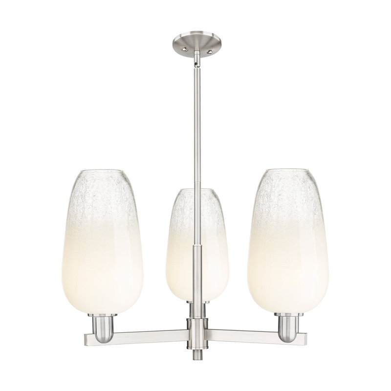 Lustre suspendu 3 lumières Godalming, Opale, Nickel satiné