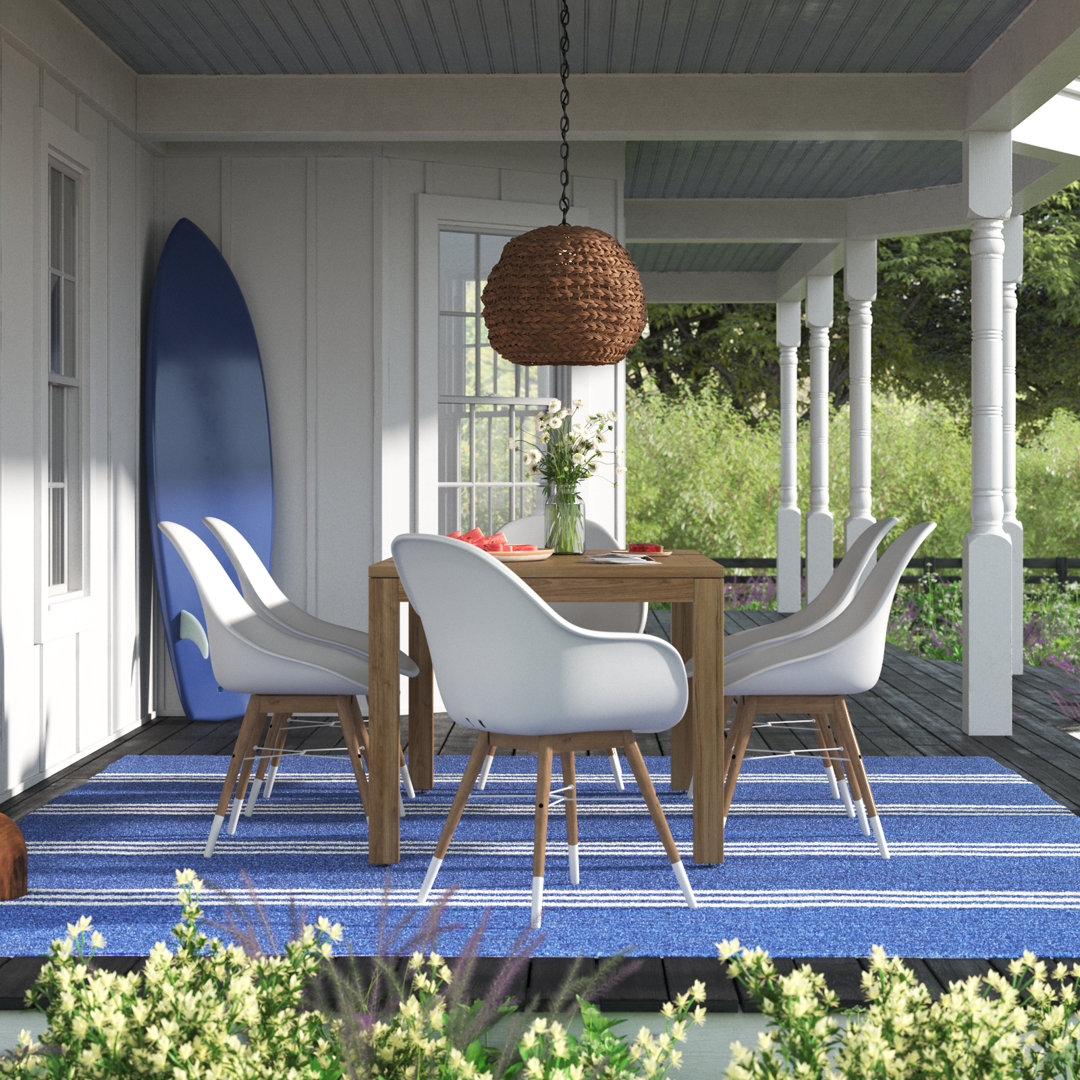 Shick 6 - Person Teak Wood Patio Dining Set with Rectangular Table Mercury Row®