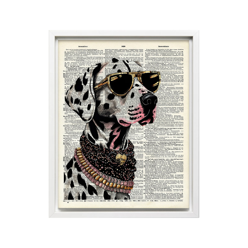 Dalmatien dans des verres No3, Canvas, White Framed, 08"H x 10"W
