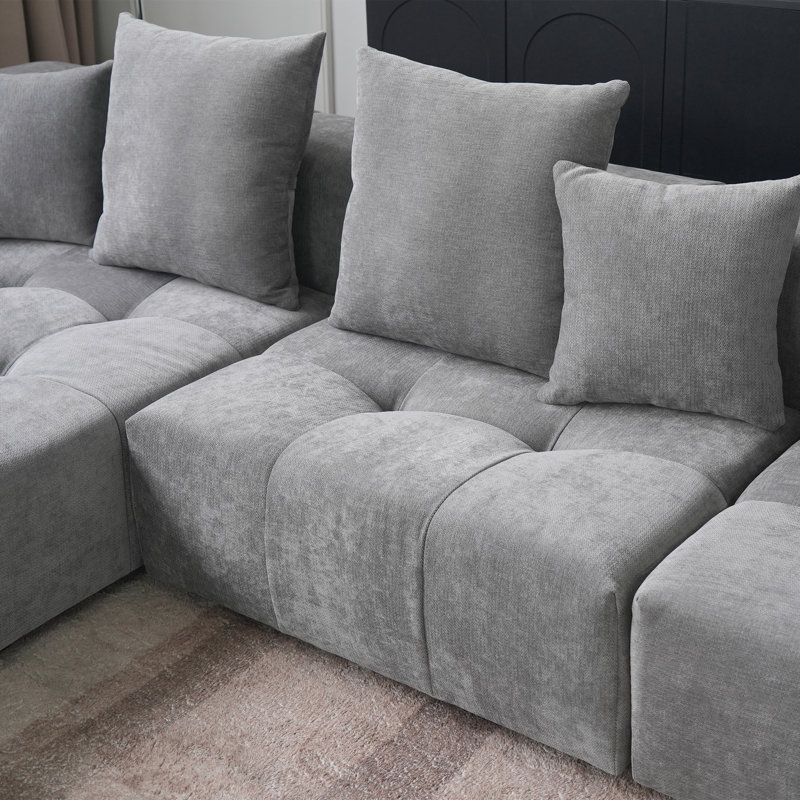 Chaise rembourrée en tissu de lin Kay, Gris clair