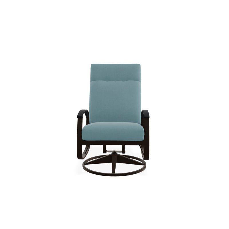 Chaise de patio pivotante avec coussins Askar, Bleu minéral, Noir P70, Kona texturé