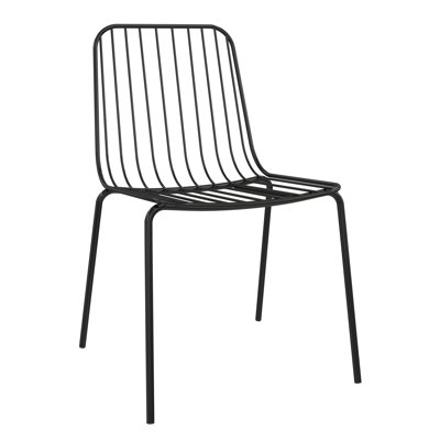 44cm H Slat Back Side Chair in Black
