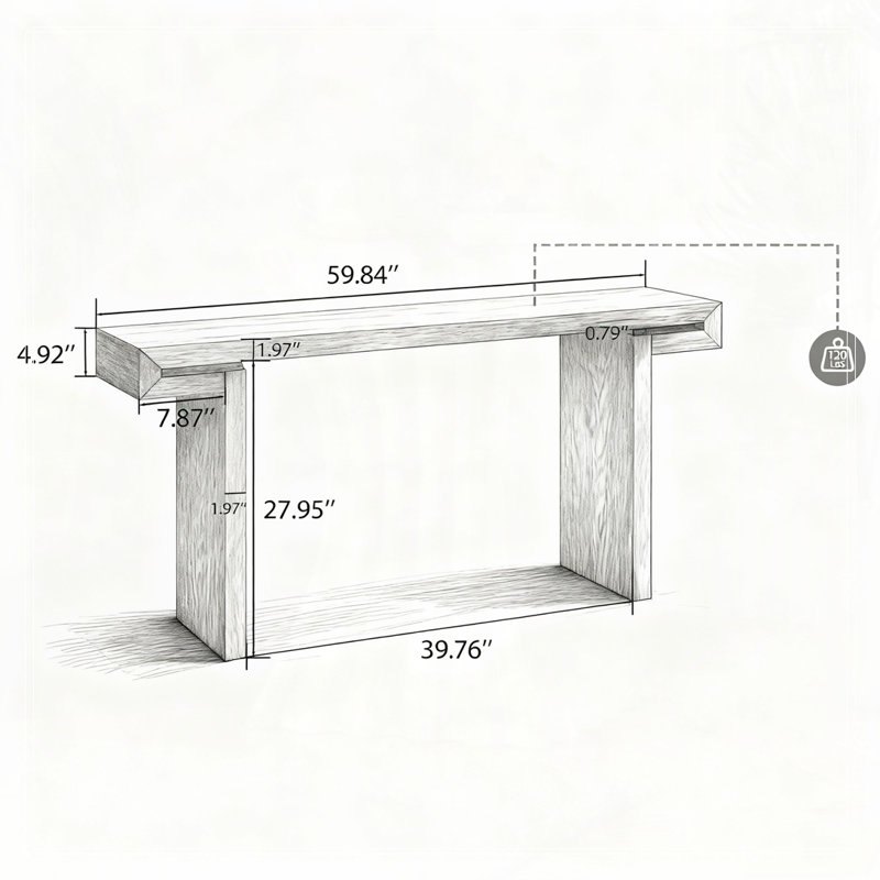 Console rustique 60 pouces, Noir