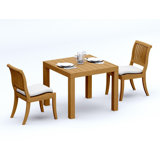 2 Seats 3 Pcs Grade-A Teak Wood Dining Set: 36" Square Table And 2 Arbor Stacking Armless Chairs #11AB0800