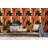 Retro Cat Abstract Peel and Stick Wallpaper Orange Wall Mural Removable