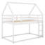 Lit superposé simple bas avec échelle, lit pour enfant en forme de maison, blanc, simple sur simple, sûr et robuste