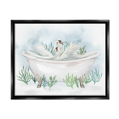 Swan Duo Bathaign Botanicals, art de la giclée encadrée par Ziwei Li