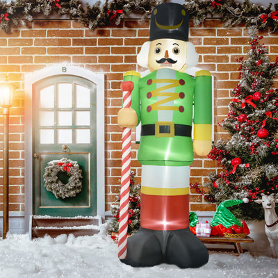 Soldat gonflable en noyer vert 11,8 pi avec lumières à DEL blanches et décorations de Noël gonflables pour fête de jardin