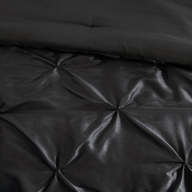 Tufted Comforter 7 Piece Set, Black, California King Comforter + 6 Additional Pieces