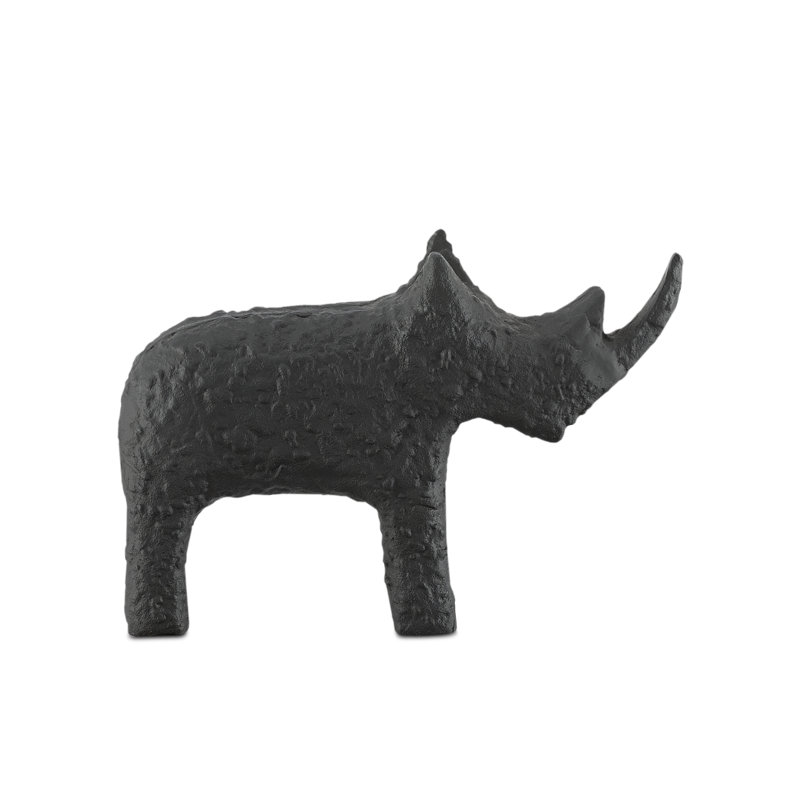 Kano Rhino Figurine, 7.75" H x 3" W x 11" D, Silver