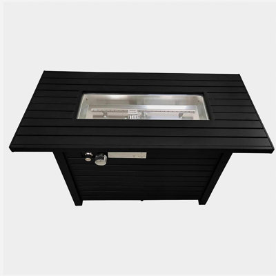 25" H x 42" W steel outdoor fire pit table with lid