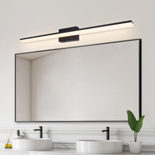 LED Bath Light Minimalist Modern Ultra-Thin Vanity Bathroom Light Bar Wall Sconce Wall Light Over Mirror, Brushed Black/ Silver,Silver+Chrome / 1