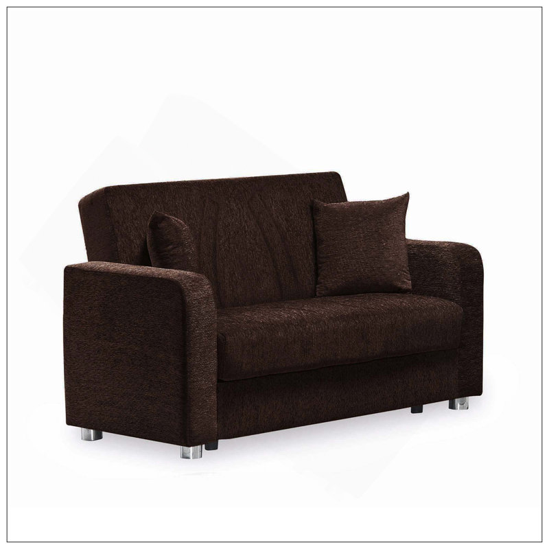 Causeuse convertible rembourrée avec rangement, Marron foncé