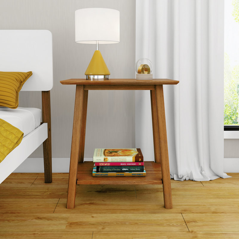 Table de chevet en bois massif Ladora, Brun