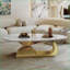 Table basse moderne en pierre frittée avec base en acier inoxydable pour le salon, facile à nettoyer