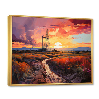 Orange Oil Rigs Rig Resonance II - Oil Rigs / Fields Canvas Print