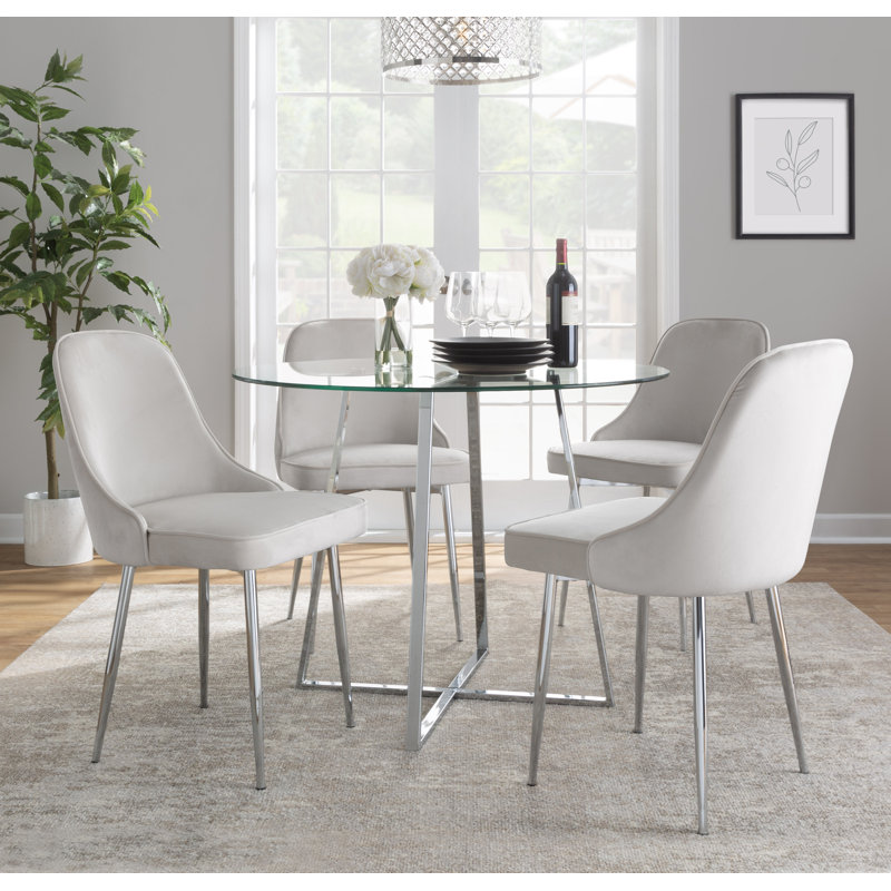 Stanca 20'' H Velvet Upholstered Side Chair, Silver, Silver