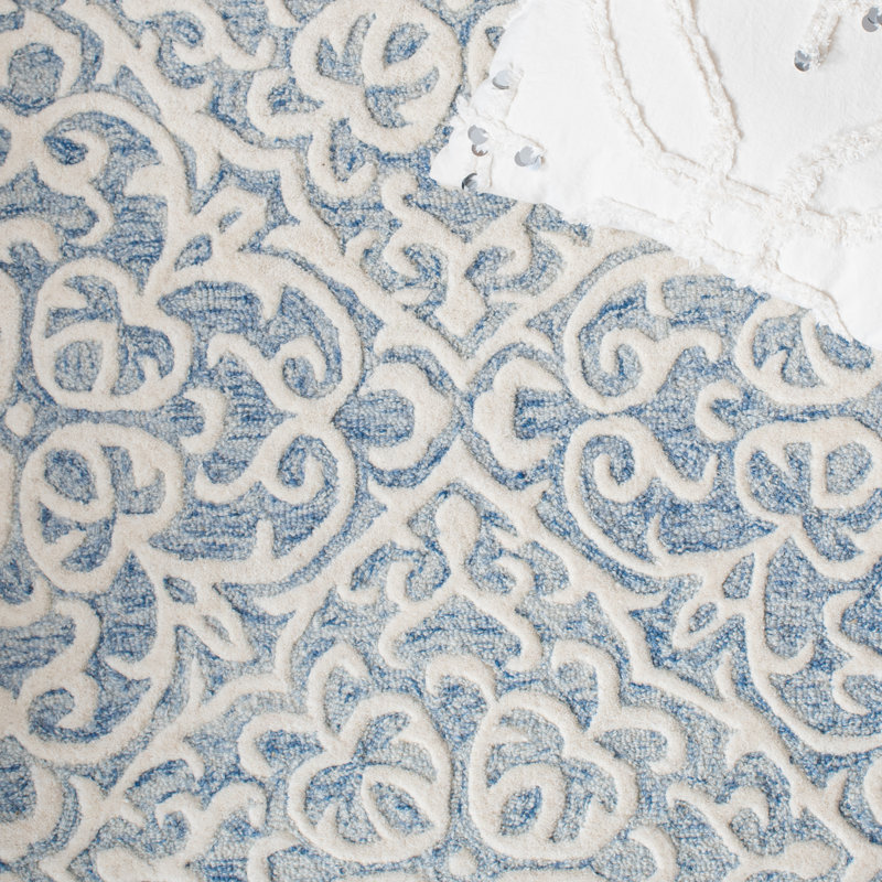 Druanne Hand Tufted Wool And Cotton With Latex Damask Rug, Rectangle 8' x 10'