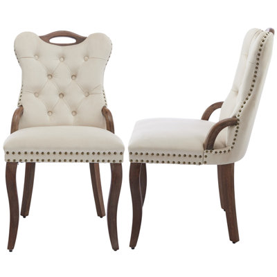 Seita American Traditional Style Vintage Velvet Dining Chairs With Copper Nailhead Trim Decoration by Ophelia & Co.