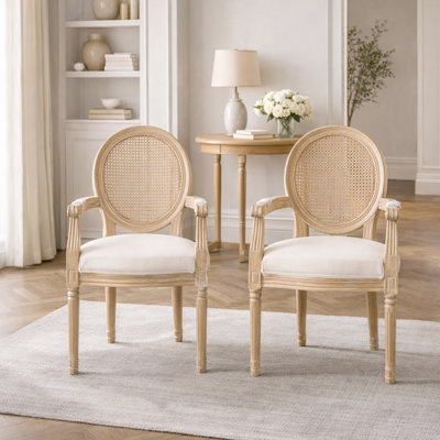 Chaise de salle à manger en bois massif avec revêtement français (ensemble de 2)
