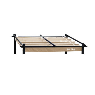 Auvent de remplacement pour pergola de patio 10 x 10 en kaki, protégé, résistant aux intempéries, rétractable à l'eau, bloquant le soleil