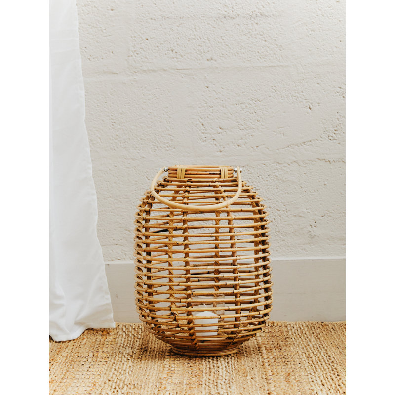 Bourbeau Wicker Tabletop Lantern, Natural