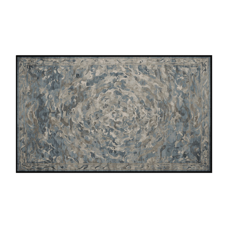 Machine Washable Gray Area Rug, Rectangle 8' x 12'